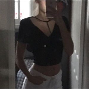 Fashion Nova Black T Neck Crop Top